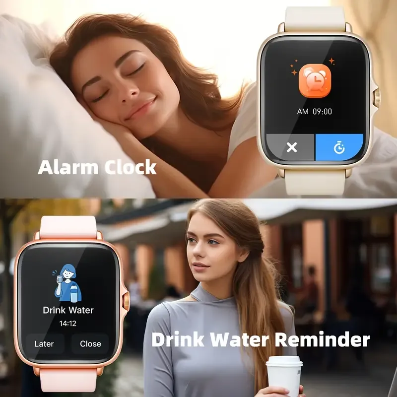 ports Smart Watch, 1.83'' Full Touch Screen Display with Message, Answer Make Call Smartwatch, Monitoring, Sports Pedometer, Information Alerts, for iPhone Android Phones, Smartbands Fitness Watch for Women Men Friend Gift, Birthday Gift