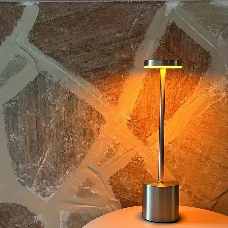 Modern Creative Metal Decorative Desk Lamp, Touch Control LED Table Lamp with Dimmable 3-Color Lighting, USB Charging, Perfect for Bedroom, Living Room, Office, and Home Decor - Solid Color, Polished Finish, Aluminum Base, Adjustable Lighting