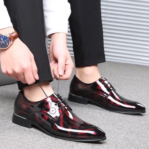 Large size pointed toe leather shoes fashionable lace