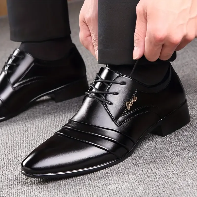 Plus Size Men's Vintage Classic Derby Shoes, Comfy Non Slip Lace Up Rubber Sole Formal Shoes For Men's Outdoor Activities