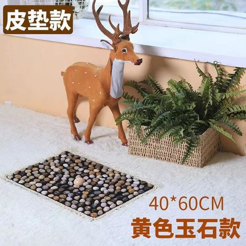 Stress-Relief Natural Pebble Foot Massage Mat with Roller - Home Use Acupressure Blanket