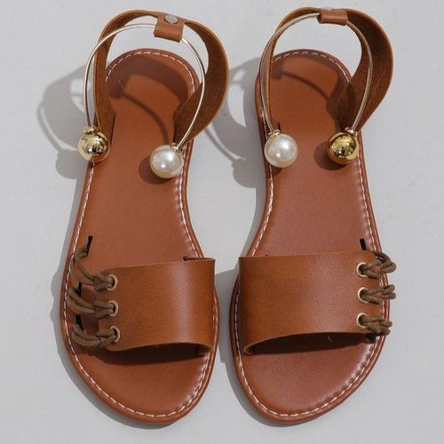 Women's Solid Color Beach Sandals, Casual Buckle Strap Flat Sandals, Lightweight Faux Leather Shoes