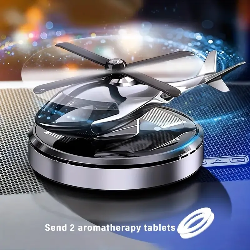 Solar-Powered Helicopter Scent Diffuser - Long-Lasting Fragrance, Metal Construction, Featherless, Nickel Battery Included - Perfect Holiday Gift & Home Decor