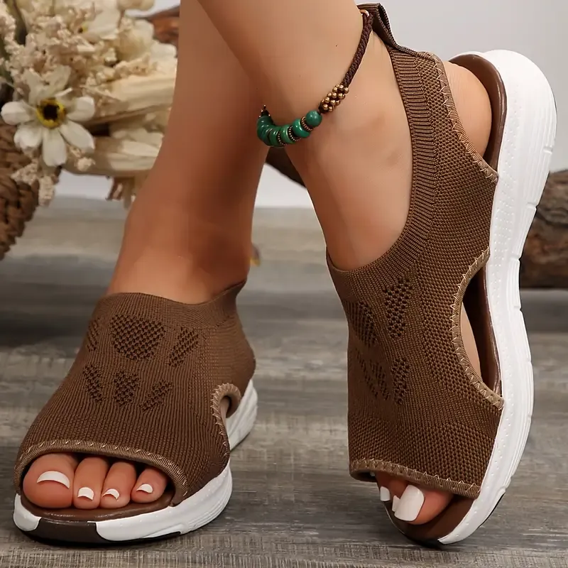 Mid Heel Platform Slip-On Sandals
