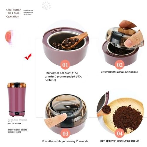 Home grinder, electric grinder, household dry grinder for grains and cereals, portable coffee grinder.