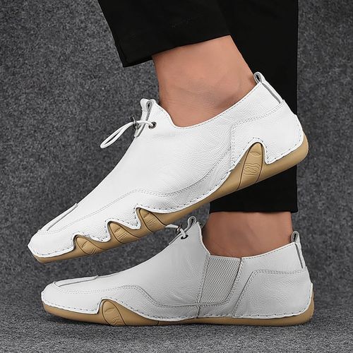 soft white leather shoes trendy men's loafers