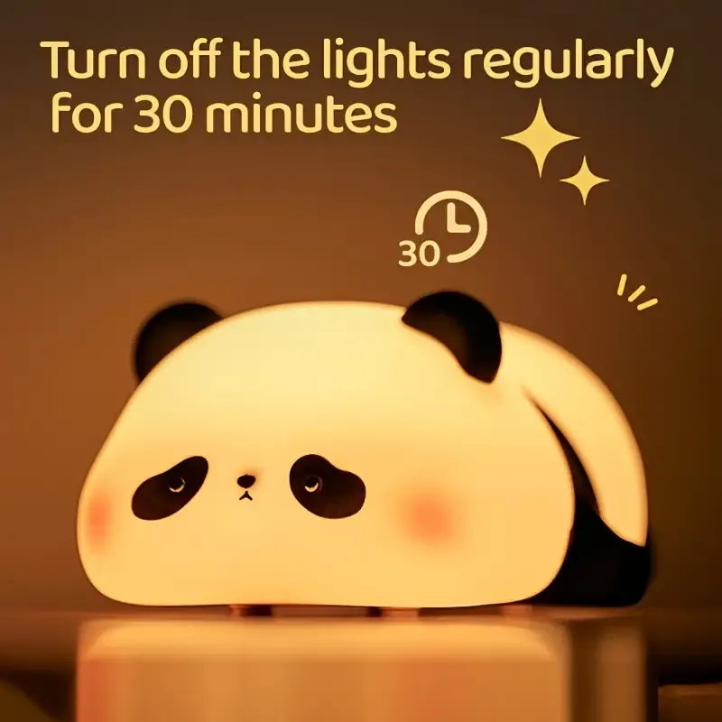 Panda Gift Silicone Pat Lamp LED Bedside Lamp Christmas Pat Silicone Night Light Charging Companion Sleep Lamp Outdoor Camping Lamp