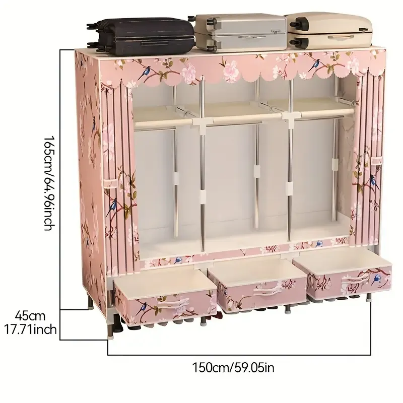 Spacious Wardrobe with Steel Frame