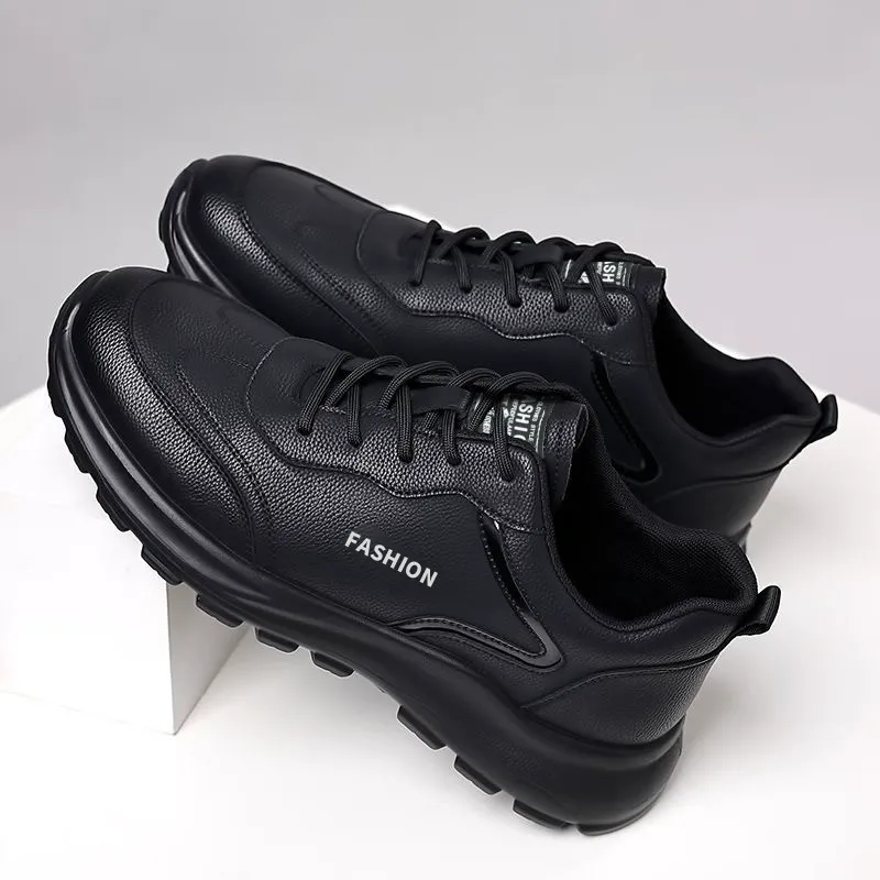 Men's soft sole versatile sports leather shoes breathable casual non-slip running shoes
