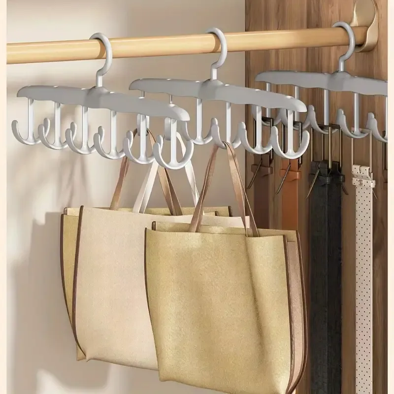 Versatile Hanger - Multi-Functional for Ties, Suspenders, Underwear, Hats, Belts, Scarves, and Bags, Rotating Drying Hooks, Plastic Material, Ideal for Balcony Wardrobe Storage Solutions