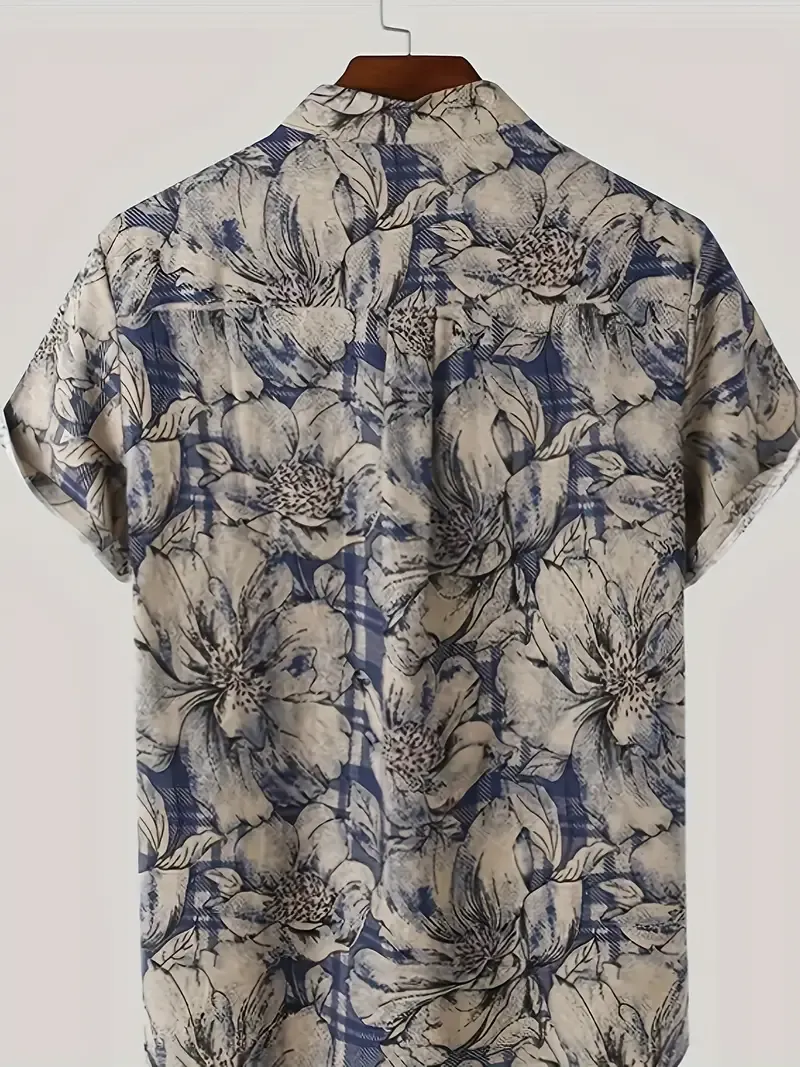 Vibrant Floral Print Henley Shirt
