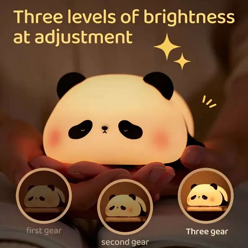 Panda Gift Silicone Pat Lamp LED Bedside Lamp Christmas Pat Silicone Night Light Charging Companion Sleep Lamp Outdoor Camping Lamp