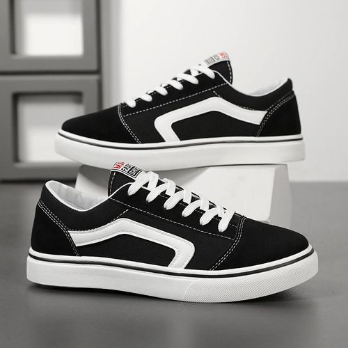 Classic black canvas shoes, men's wear-resistant soft-soled board shoes, simple casual shoes