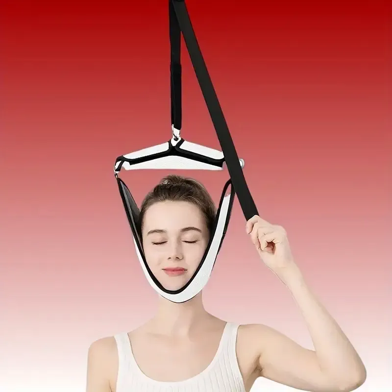 Portable Neck Traction Device with Handle, Door Mounted Neck Brace for Pain Relief, Uncharged Neck Decompression Equipment for Muscle Relaxation, Suitable for Office and Home Use, Universal Fit, No Battery Required