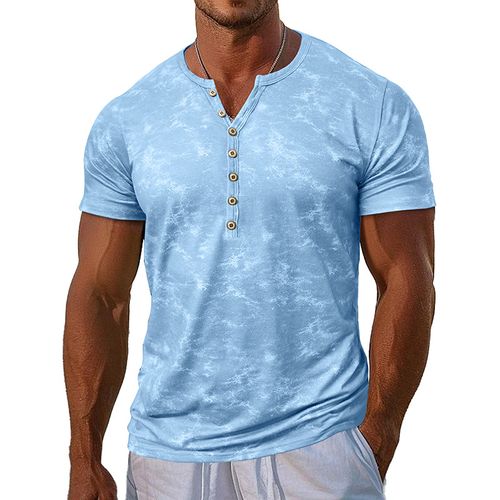 Amazon popular men's henley short-sleeved t-shirt