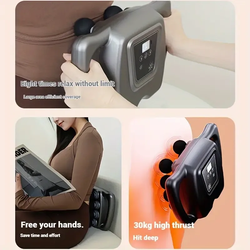 8-Head Flesh Gun Massage Gun, USB Rechargeable, Full Body & Neck Massage, Ideal Gift for Athletes, Friends, Family, Halloween & Christmas, Plastic, Home Use, Bath & Shower Accessory, Body Fat Massage Tool, 2000mAh Lithium Battery, USB Charging
