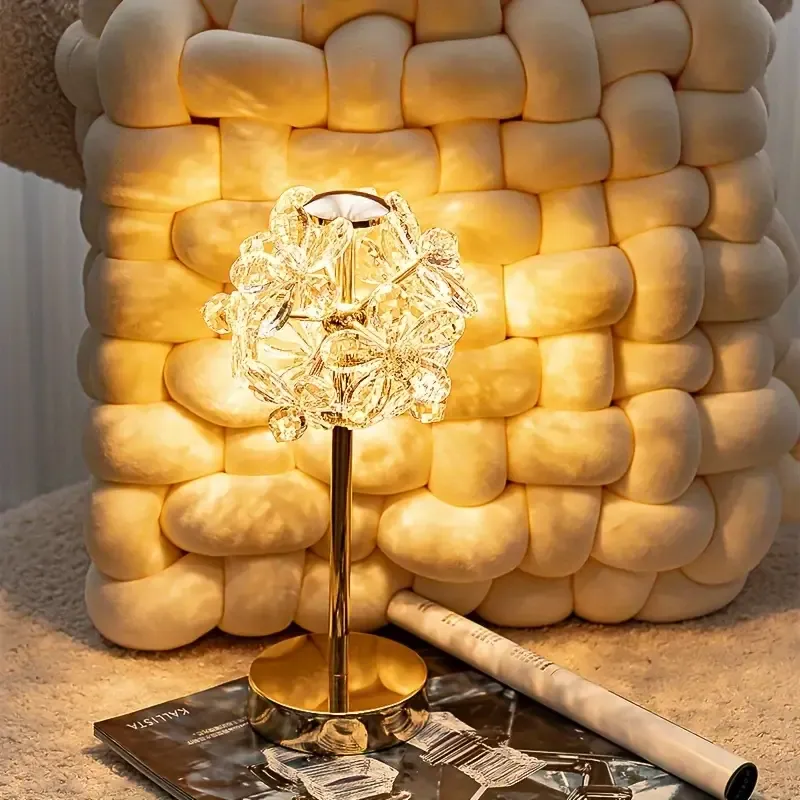 1PC Crystal Ball USB Bedroom Bedside Table Lamp, Mini Study Desk Dandelion Decorative Ambient Lighting Supplie