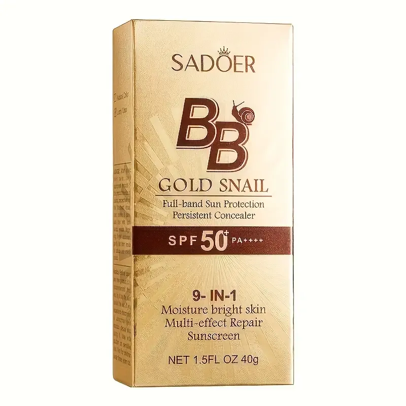 Golden Snail BB Cream with SPF 50 PA+++ - Natural Tone Concealer, Moisturizing Foundation, Full-Build Sun Protection, Lightweight Texture for All Skin Types, 1.5 Fl Oz