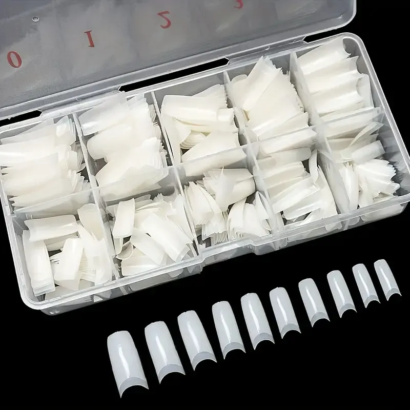 500pcs Long Coffin False Nails White Artificial Nail Tips Set Easy To Shape And File For DIY Nail Art Salon Design