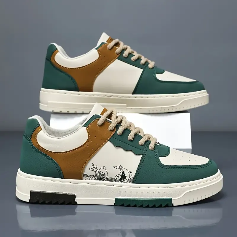 Men'S Retro Casual Sneakers: Comfortable And Grippy Lace-Up Slip-Ons for Outdoor Activities - Suitable for Men'S Seasons - Perfect for Daily Casual Wear, Outdoor Adventures, And Sports - Low Top Design - PU Upper, Fabric Liner, PVC Outsole, And Textile Insole - Round Toe