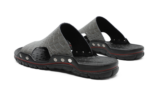 New summer new men's slippers two-layer cowhide polyurethane outsole men's shoes