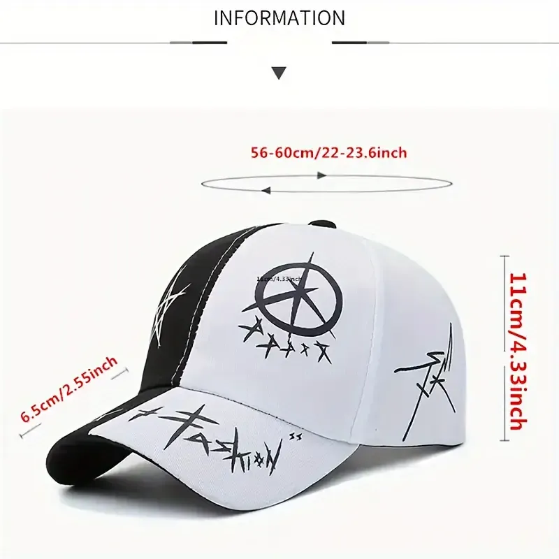 1pc Unisex Sunshade Breathable Adjustable Baseball Cap With Trendy Pattern For Outdoor Sport