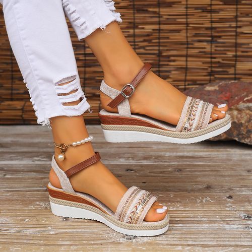 Vibrant Sequin Embellished Wedge Heeled Sandals
