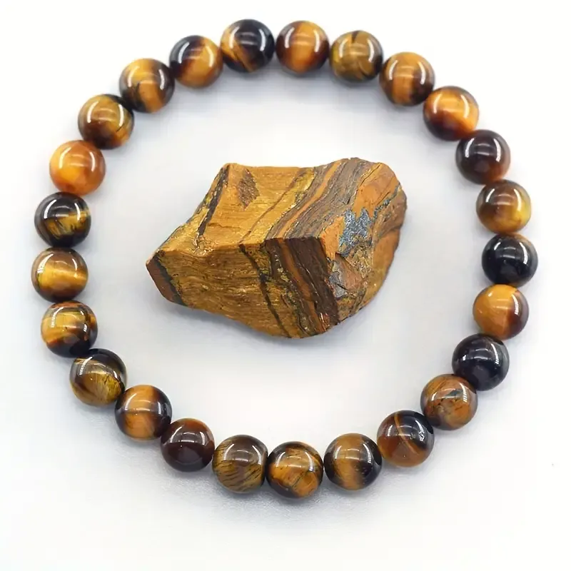 2pcs Classic Casual Men's Tiger Eye Stone Beaded Bracelet - Natural Stone, Durable, and Stylish - Perfect for Everyday Wear - Suitable for Men and Women - Makes a Great Gift for Valentine's Day, Birthdays, or Any Special Occasion