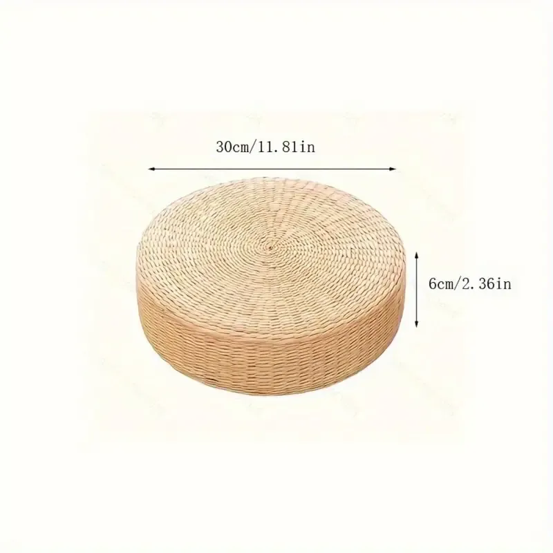 1 PC Handcrafted Round Tatami Meditation Mat - Suitable for Meditation, Yoga, and Seated Activities. Office Furniture Accessories. Partial Cleaning Instructions Included.