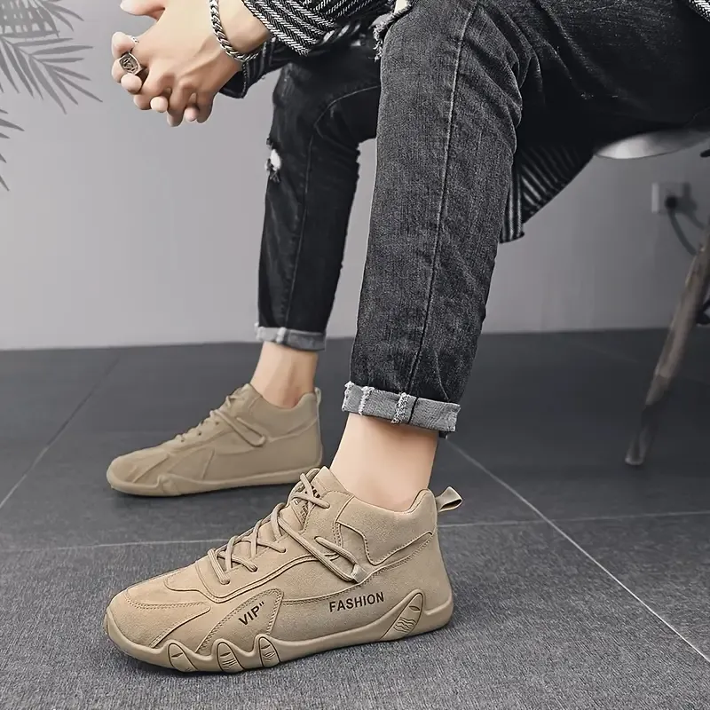 1pair Men'S Vintage Style Casual Sneakers - Low-Top Lace-Up Walking Shoes with Faux Upper, Rubber Sole, Fabric Lining, and EVA Insole for All Seasons