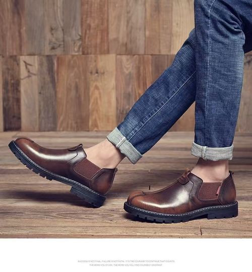 New men's casual ankle boots, British style, trendy genuine leather, fashionable low-top men's boots, Korean style.