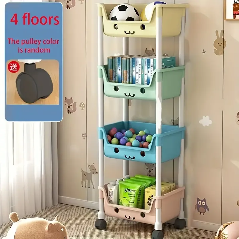 Versatile Rolling Storage Cart - Multi-Tier Organizer for Toys, Snacks & Books with Wheels, Durable Plastic, No Assembly Required