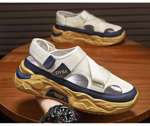 Men's Summer Outdoor Sandals: Openwork Breathable Casual Thick-Sole Beach Shoes for Men