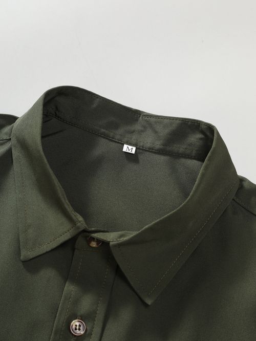 Men's short-sleeved shirt solid color solid color men's clothing four-way stretch men's shirt