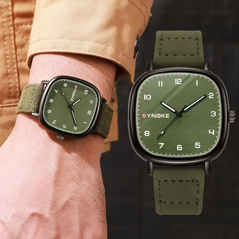 Vintage Army Green Men's Quartz Watch, Simple Sports Wristwatch, Ideal choice for Gifts