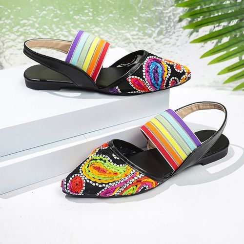 rhinestone single shoes with back-opening sandals