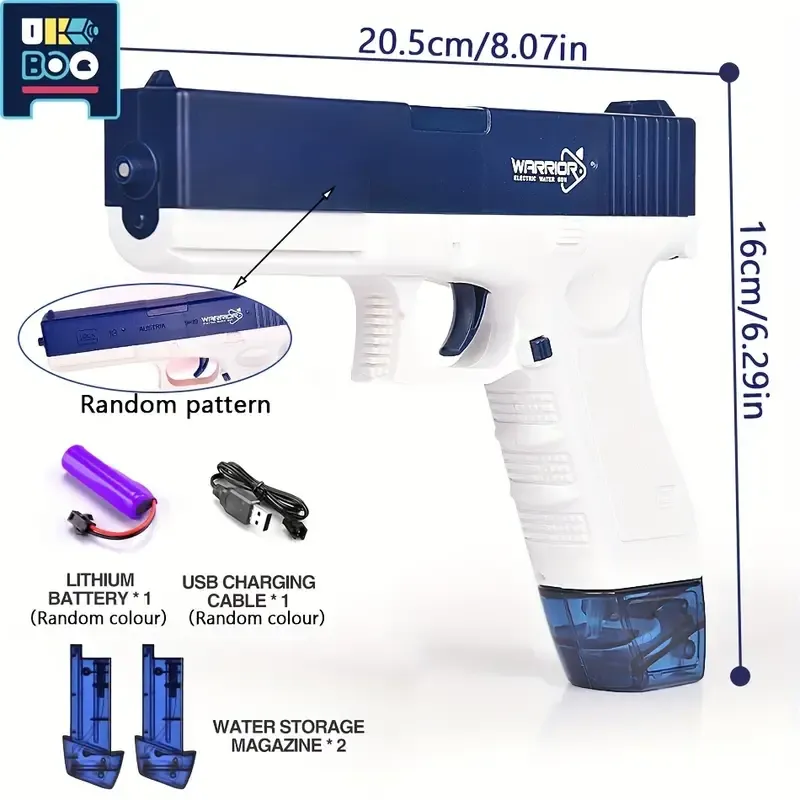 Rechargeable Electric Water Gun for Adults - UKBOO USB Charging, Safe Non-Toxic BPA-Free ABS Plastic, Dual Magazine Outdoor Pool & Beach Toy