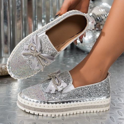 Women's slip-on loafers rhinestone sports shoes