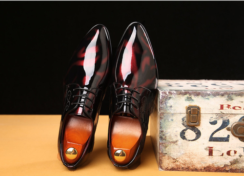 Large size pointed toe leather shoes fashionable lace