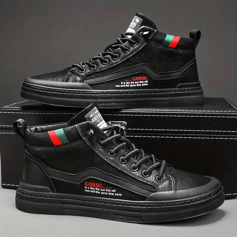Men's Lace-up Sneakers, Skate Shoes With Good Grip, Easy To Clean High Top