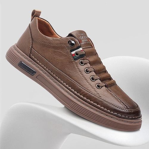 Men's brown breathable leather shoes
