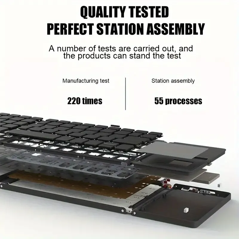 B033 Wireless Three Fold Keyboard For Computer Office Mute Ultra-thin Portable Keyboard Three System With Touchpad, Very Suitable For Android IOS Windows Mac And Other Systems