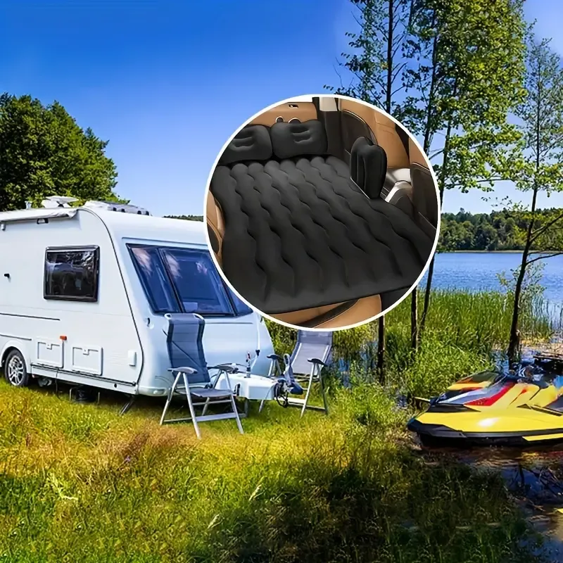 Inflatable Car Air Mattress, Back Seat Camping Cushion Bed Portable Home Air Mattress, Travel, Car Sleeping Bed Blow Up Pad Mattress, With Air Pump
