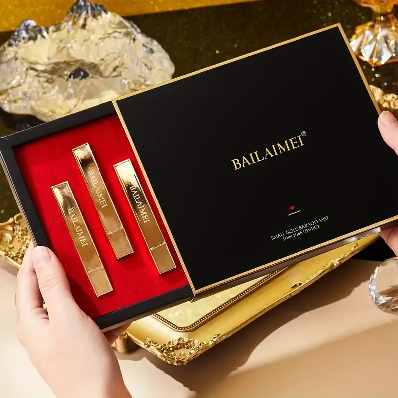 6pcs Berry Shade Lipstick Set - Matte Finish, Long-Lasting Waterproof Formula, Perfect Valentine's Gift in Elegant Golden Box