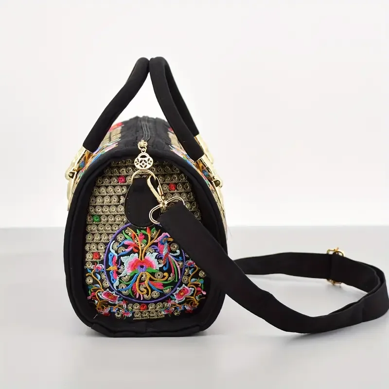 Vintage Embroidered Boston Bag