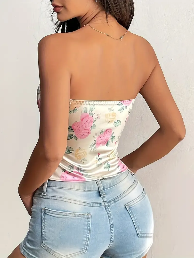 Sexy Spicy Girl Style Low-cut Backless Rose