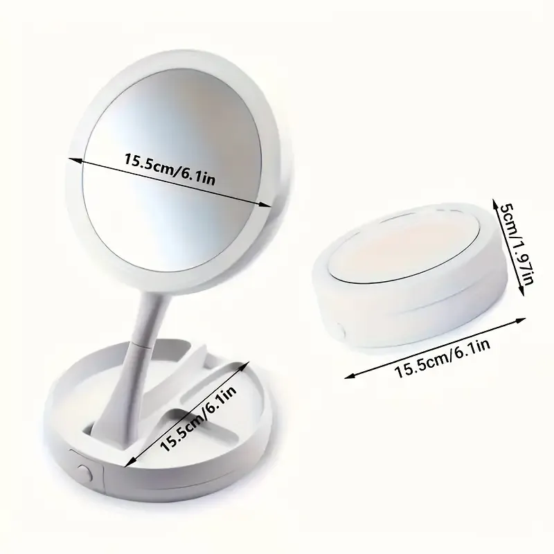 Foldable Vanity Mirror with Storage