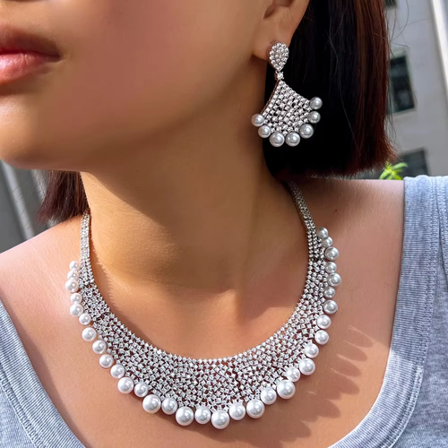 Super Luxurious White Cubic Zirconia Necklace