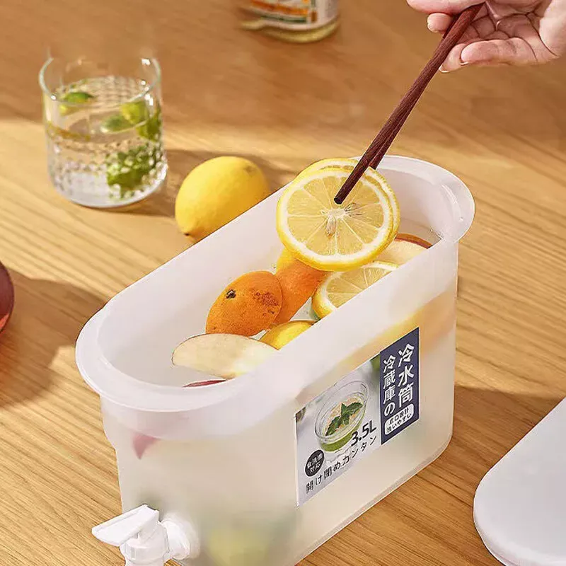 3.5L Water Drink Bucket Beverage Dispenser with Faucet Refrigerator Cold Kettle