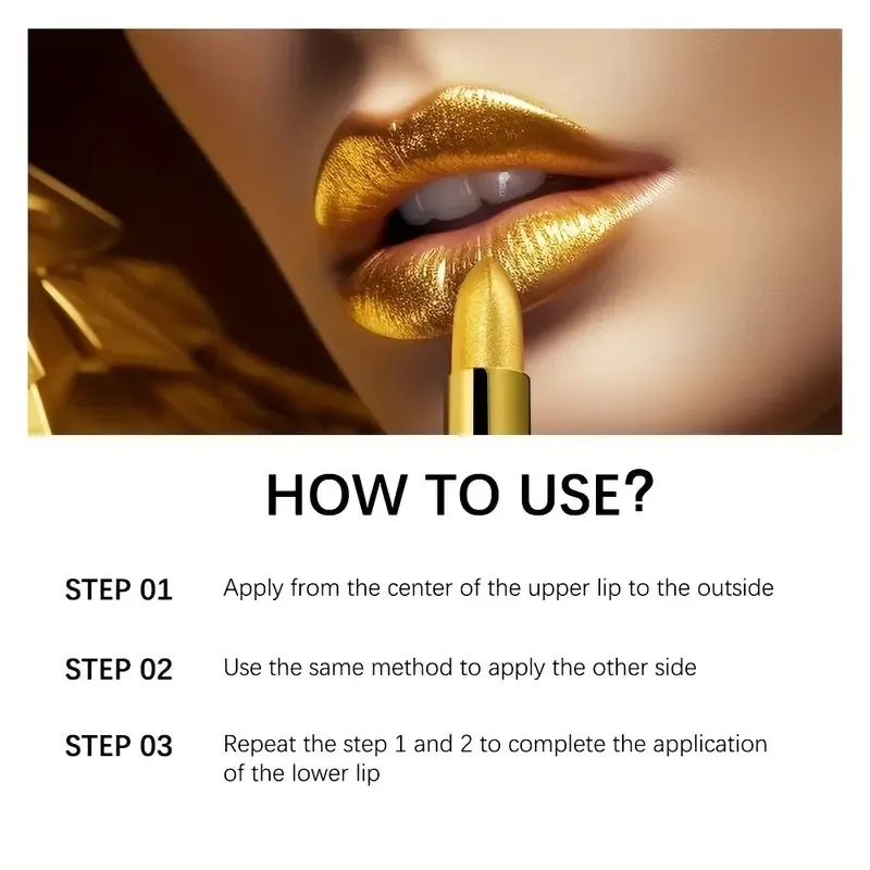 Golden Brick Lipstick Premium Solid Lipstick Waterproof Non